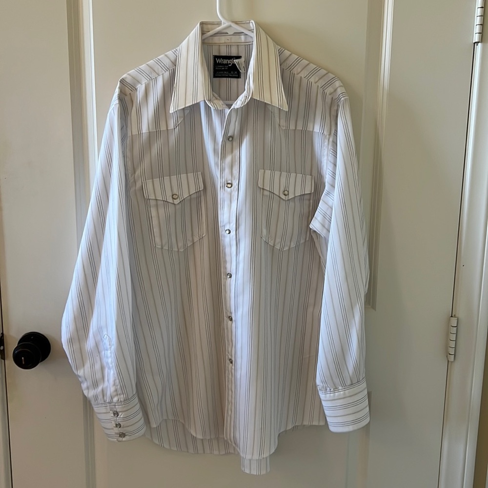 Wrangler vintage Cowboy cut pearl snap long sleeve shirt Men’s 16 x 34